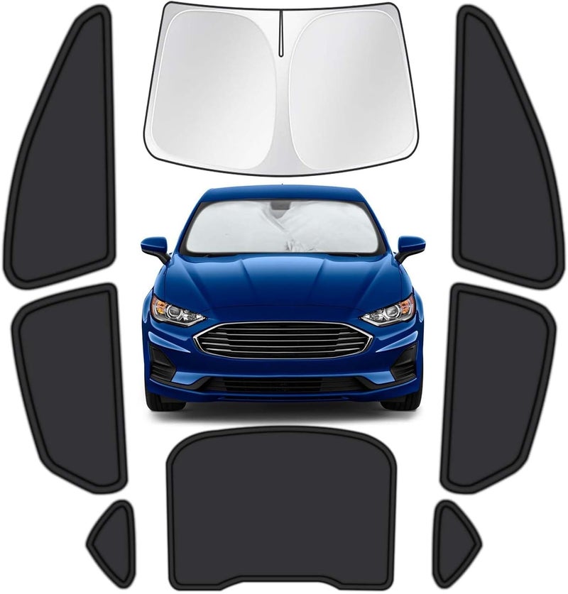 JASVIC for Ford Fusion 2013-2021 Car Window Shades, 8pcs Privacy Sun Shade Set for Front Windshield Side and Rear Windows, Full Window Covers Keeps Vehicle Cool for Camping Napping - Image 1